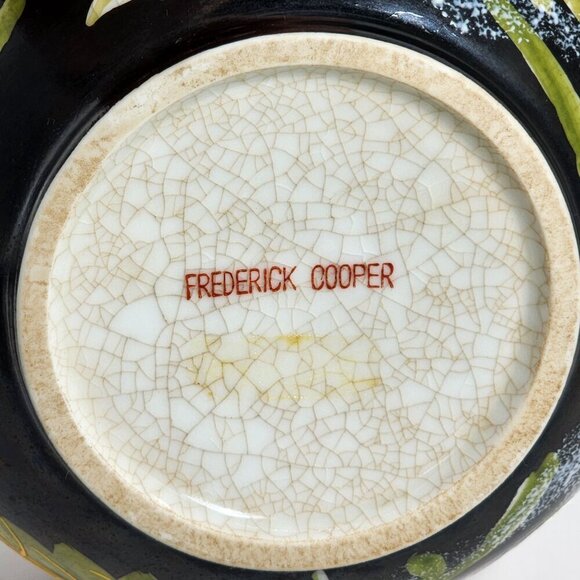 Hand-Painted Black Ceramic Jar Lid Pink & Green Floral Motif Fredrick Cooper - Picture 11 of 12